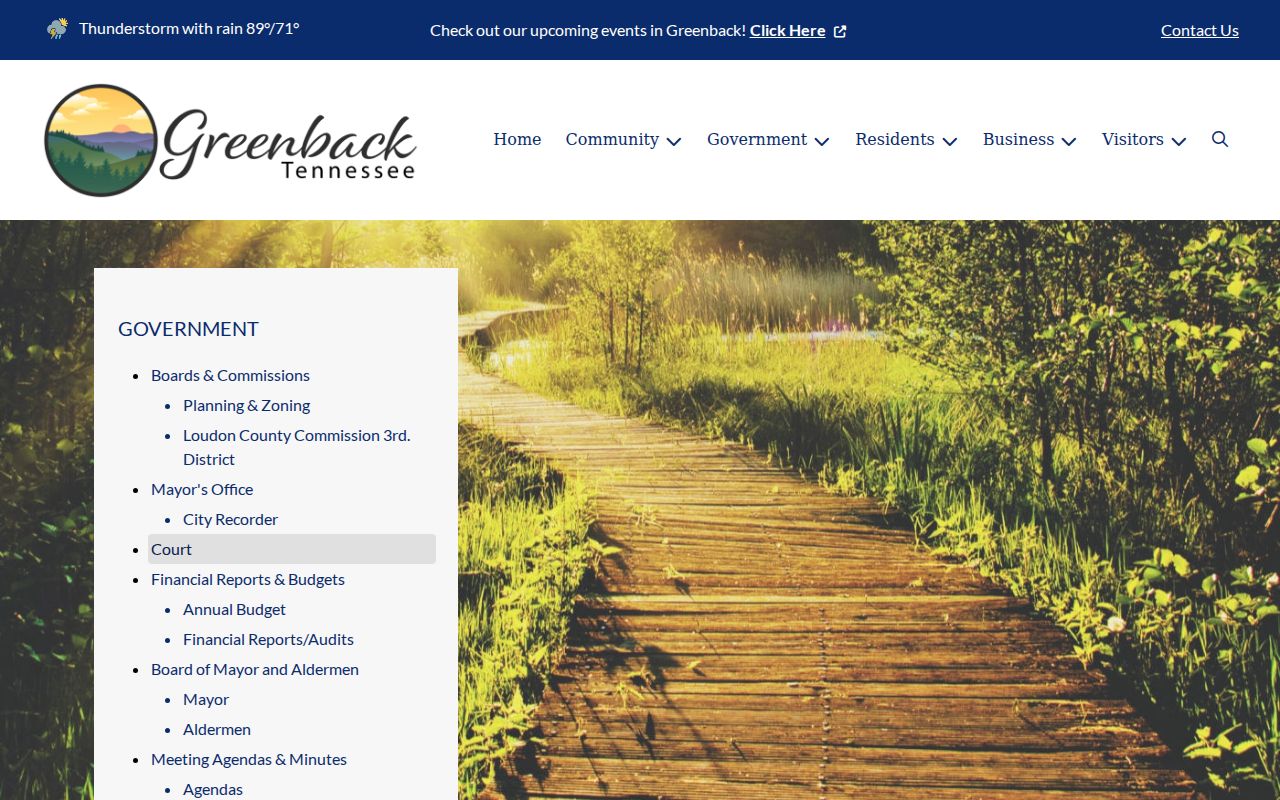 Greenback official statement that the town has no separate court