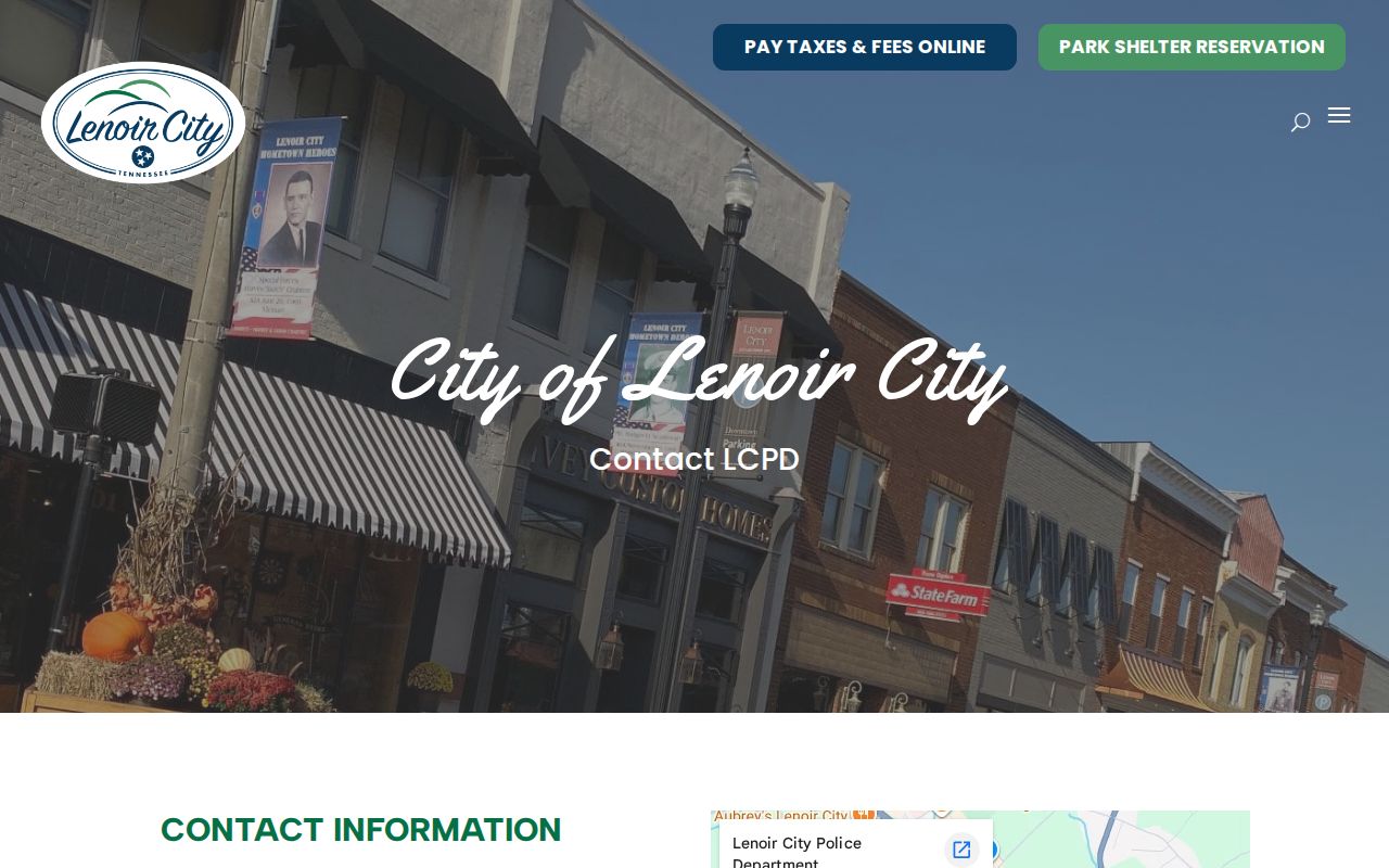 Lenoir City Police Department contact page and non-emergency form