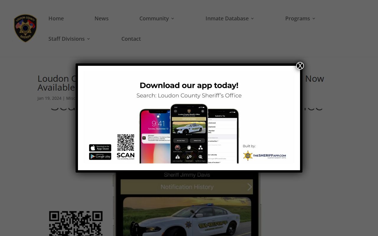Loudon County arrest and inmate information smartphone app announcement