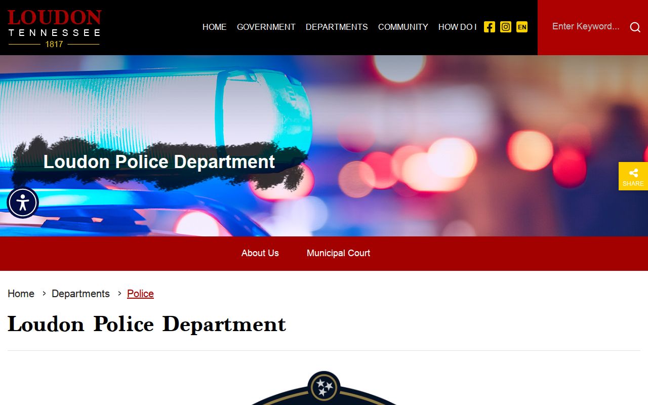 City of Loudon Police Department official webpage