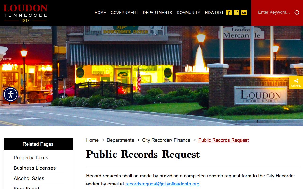 City of Loudon public records request instructions