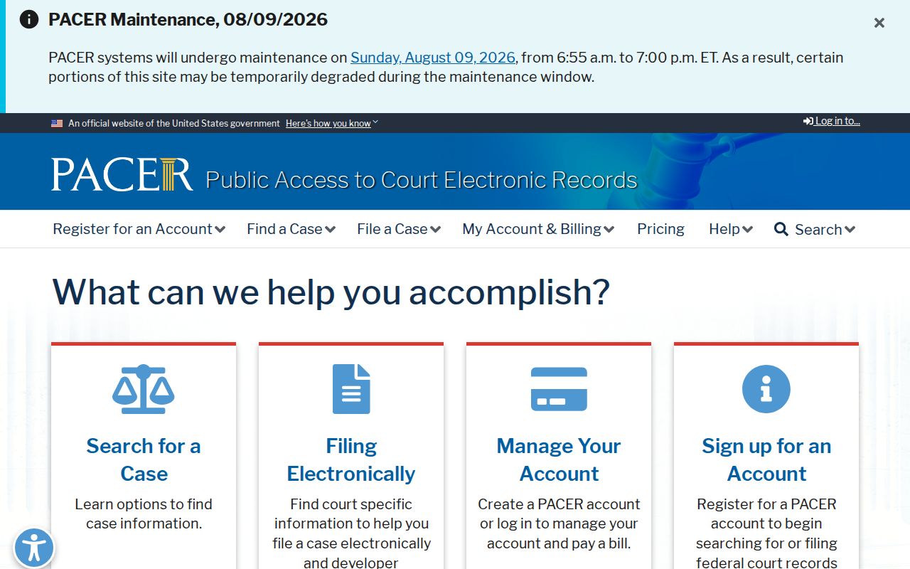 Federal PACER access for criminal cases connected to Loudon County