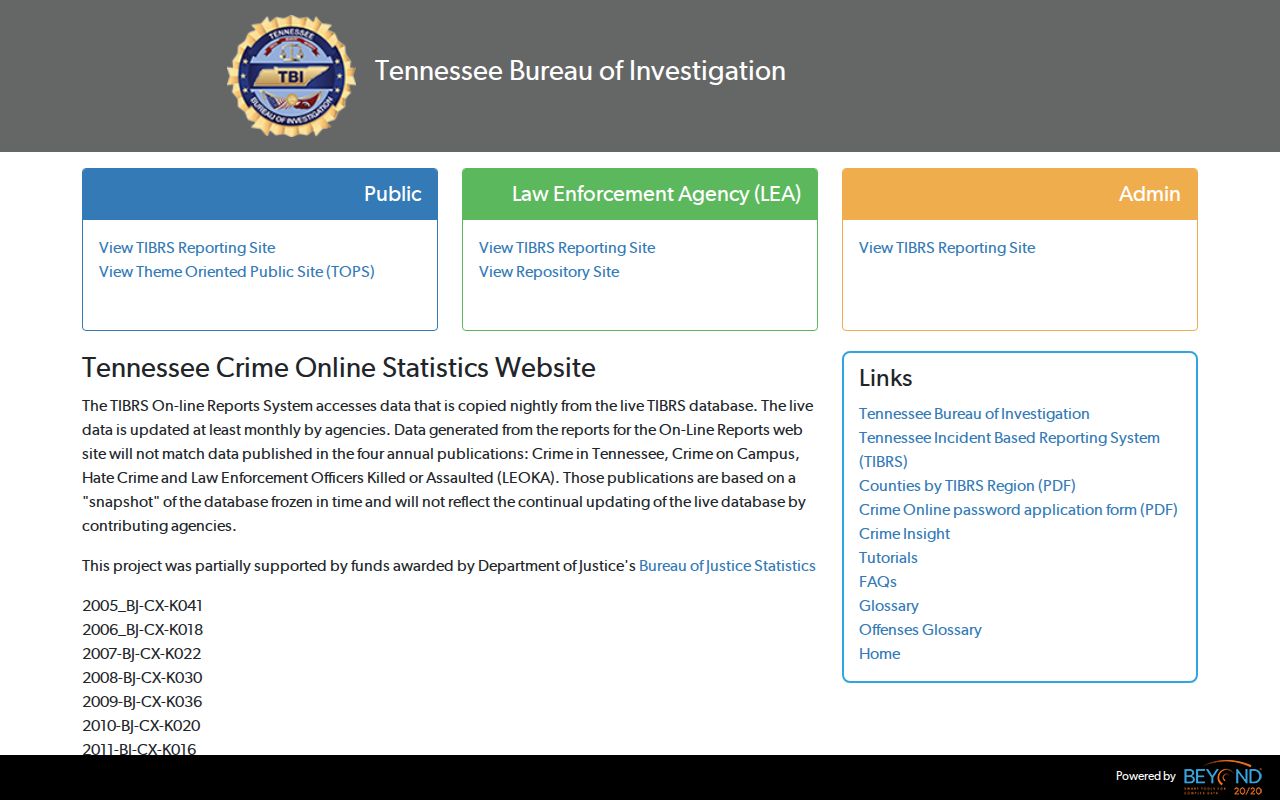 Loudon County criminal records TBI CrimeInsight controls